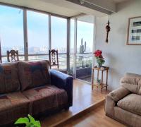 Luminoso living comedor con vista a la cordillera y la ciudad