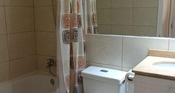 BAÑO DE HABITACION PRINCIPAL CON TINA Y DUCHA CUENTA CON MUEBLE CON SUPERFICIE DE GRANITO Y AMPLIO ESPEJO QUE ENTREGA AMPLITUD AL ESPACIO Y CUENTA CON EXCELENTES TERMINACIONES 