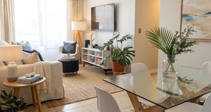 Iluminado y amplio living comedor con salida a un cómodo  y acogedor balcón